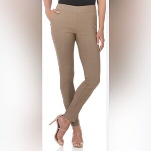 Tan Cropped High-Waisted Pants with V-Seam
